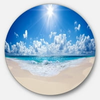 ДизајнАрт „Прекрасна тропска плажа панорама“ диск морски метална кружна wallидна уметност