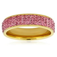 Крајбрежен накит розови кристални камења злато позлатен прстен од не'рѓосувачки челик