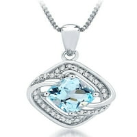 Accent Carat T.W. Тркалезно бело дијамантски сина топаз родиум прстен, обетки и сет на приврзоци, 18