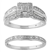 Засекогаш невеста 0,33ct круг принцеза дијамантски ангажман венчален прстен 10к бел.